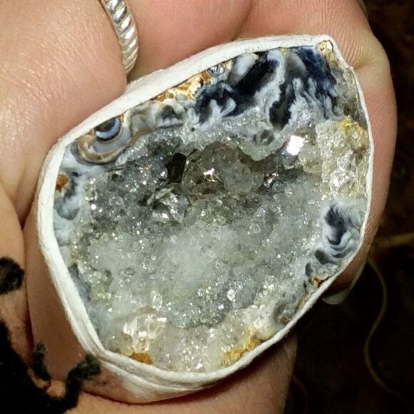 2 Inch Natural Polished Quartz Druzy Geode Half - Picture 3 of 3